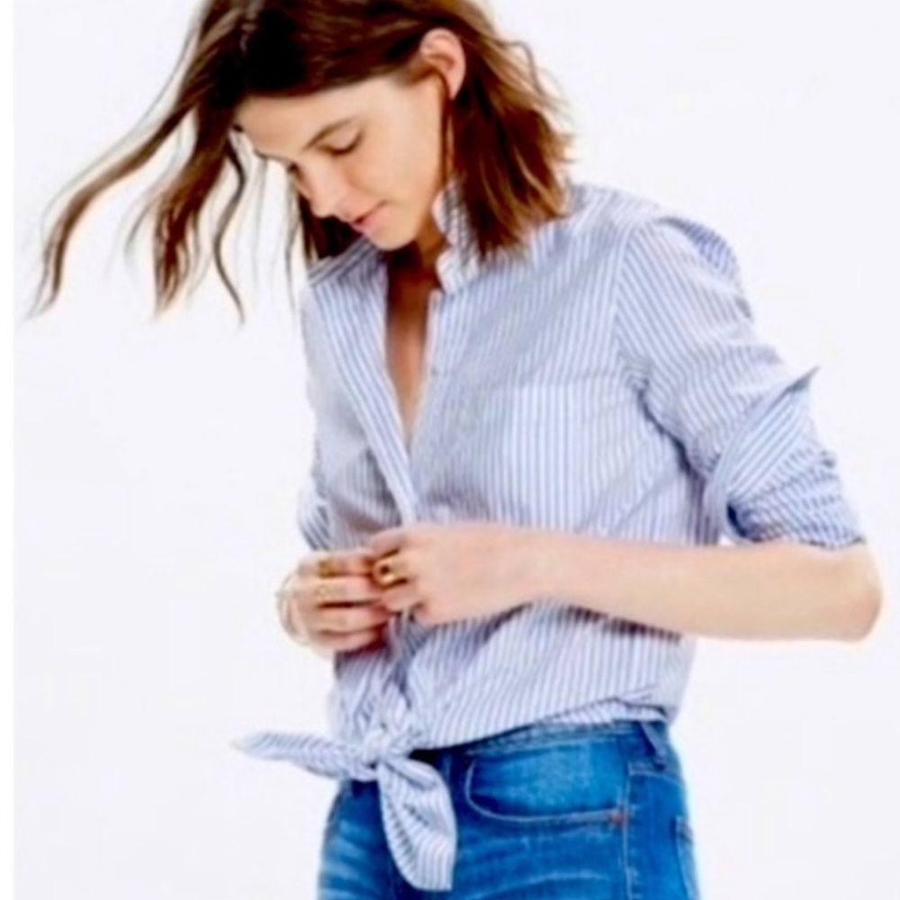 Madewell Button Up Long Sleeved Tie Blouse